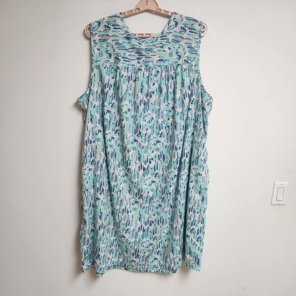 Only Necessities Dress Lounger Womens 3X 30/32 Blue Sleeveless Pockets - Picture 3 of 8